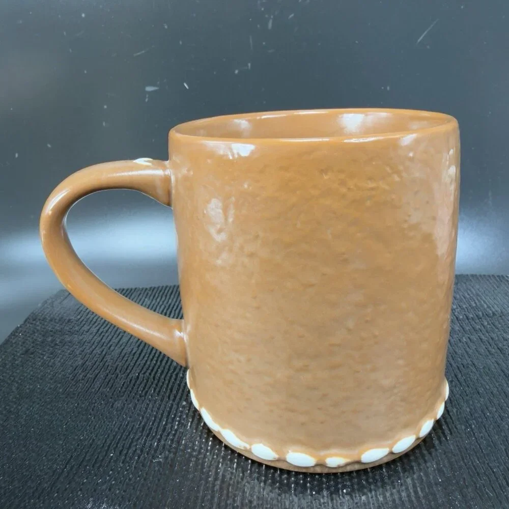 Pottery‎ Barn Gingerbread Stoneware Alphabet Letter G Mug Cup Matte Brown 15 Oz